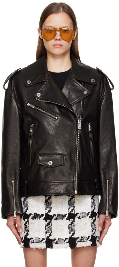 Versace leather jacket women